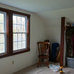 Window trimmed in master bedroom